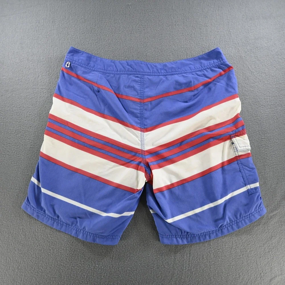 J.Crew Mens Striped Board Shorts 35 Blue Red White
